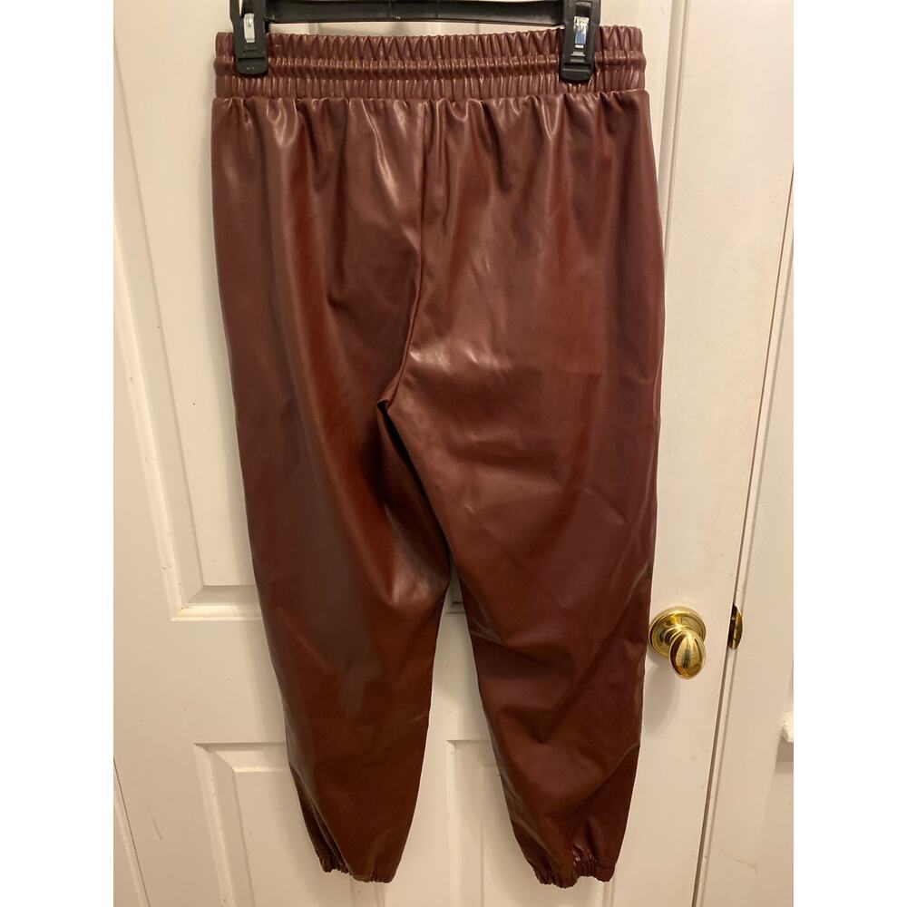 Brand New Nine West Women's Small Burgundy Purple Faux Leather Jogger Pants - Picture 4 of 6